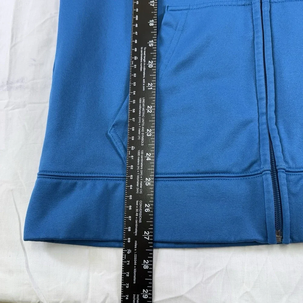 The‎ North Face Knit Sweater Fleece Full Zip Logo Hoodie Men's Small Aqua Blue